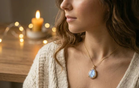 femme collier pierre