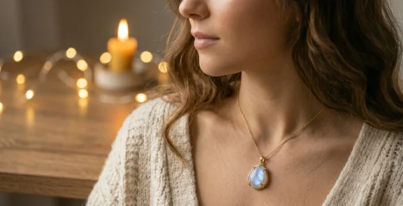 femme collier pierre