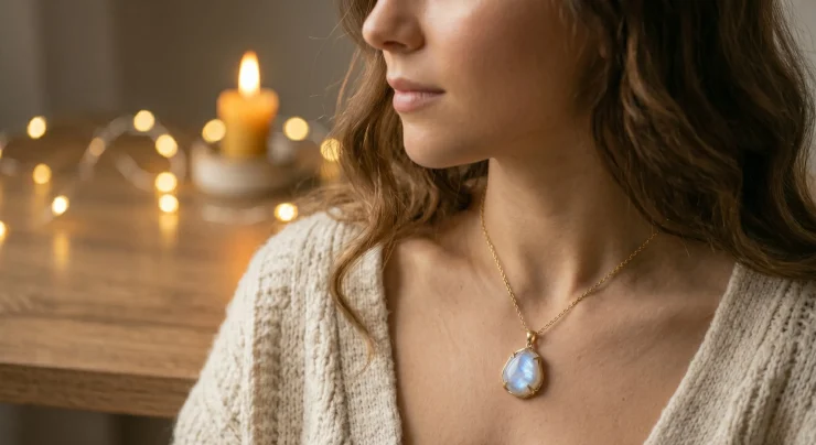 femme collier pierre